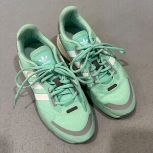 Adidas ZX 1K Boost Sneakers Women Mint Green White Grey Running Shoes Size 8